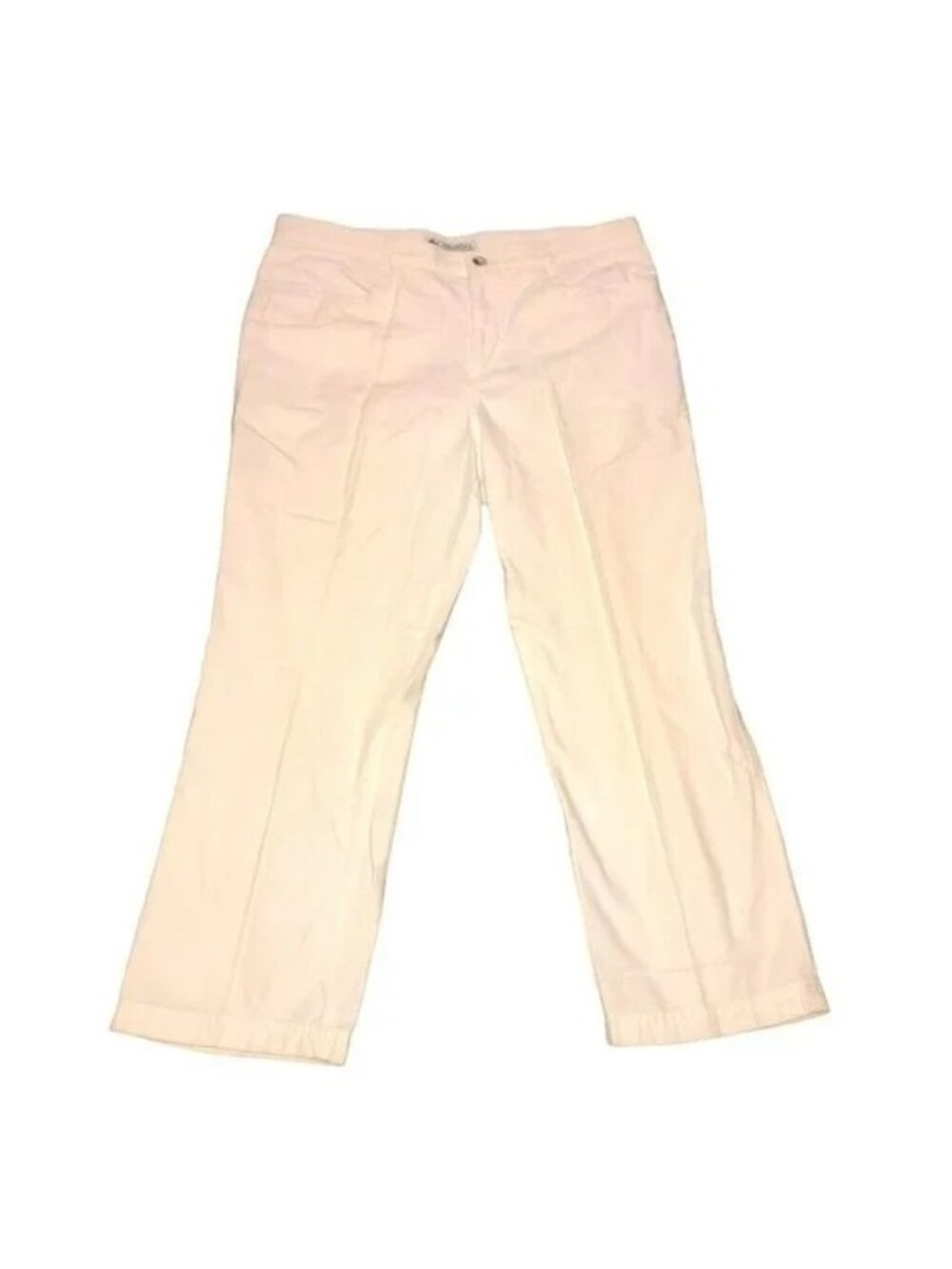 Columbia White Wide Leg Cropped Pants Sz 8 Flat Front Summer Spring Womens